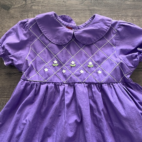 Purple Smock dress with white embroidered flowers 💜 - Picture 2 of 5